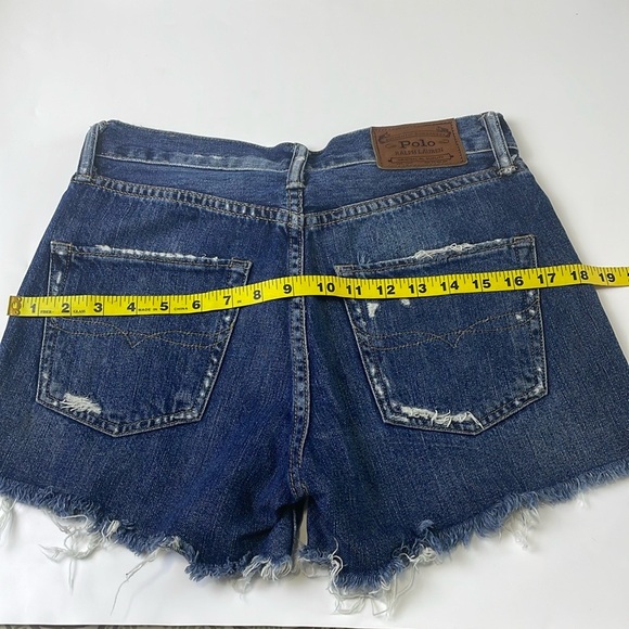 Polo Ralph Lauren Distressed Crosby Denim Shorts Size 25 Mid Rise Raw Hem cotton - Picture 11 of 14